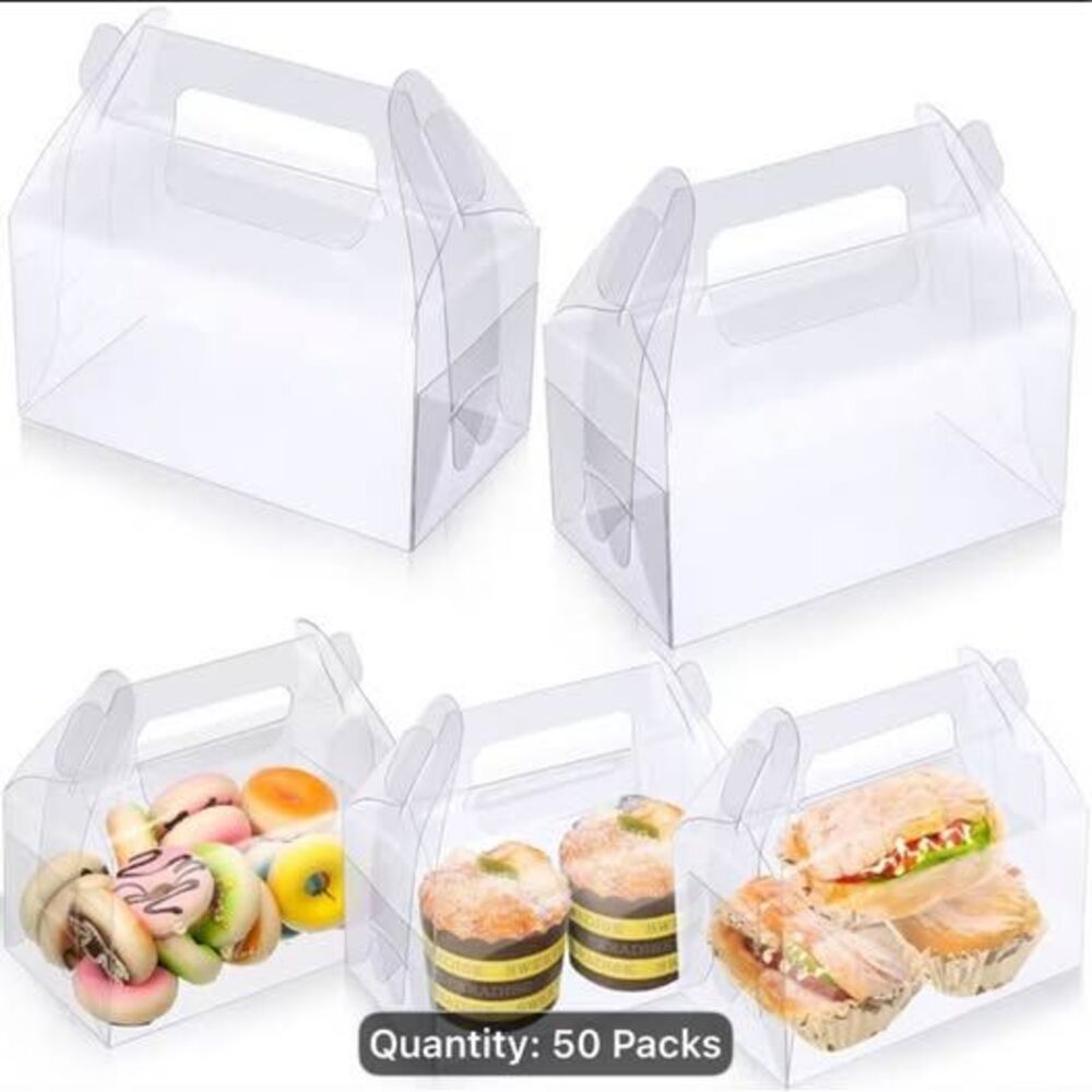 99 Pack Clear Gable Bakery Boxes, 6.3x3.5x3.2 Inch,  Dessert & Treat Boxes
